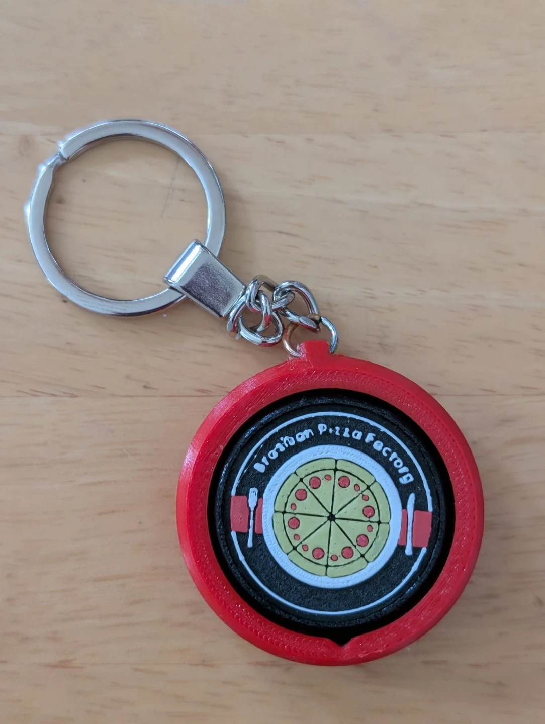 Pizza Factory Keychain with Brazilian Flag