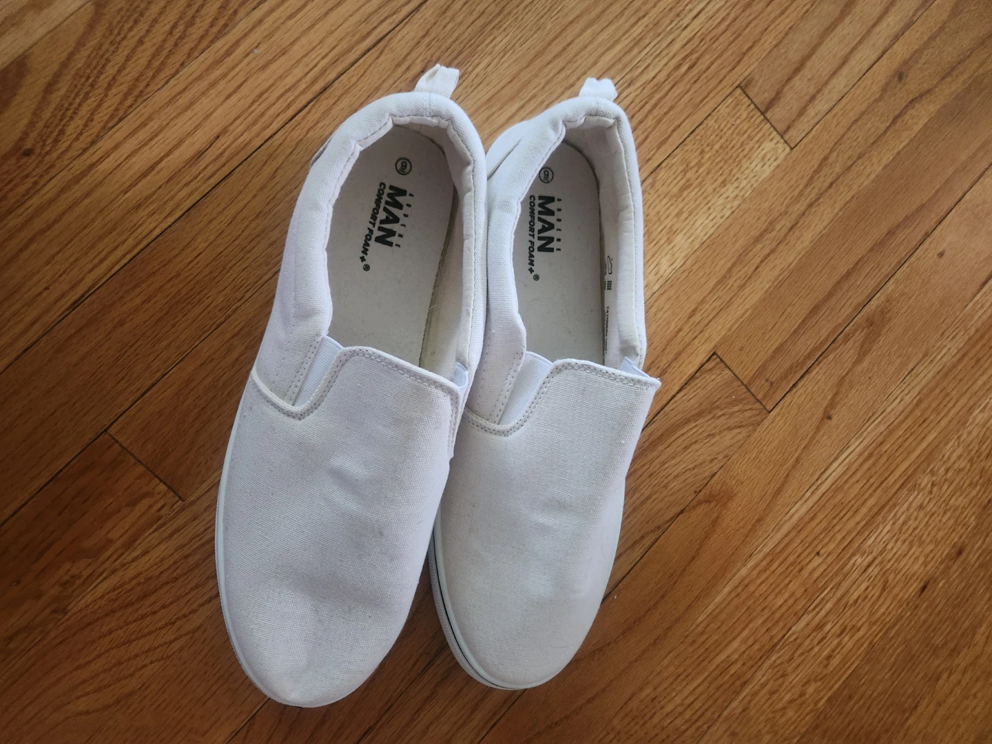 White Canvas Slip-on Shoes