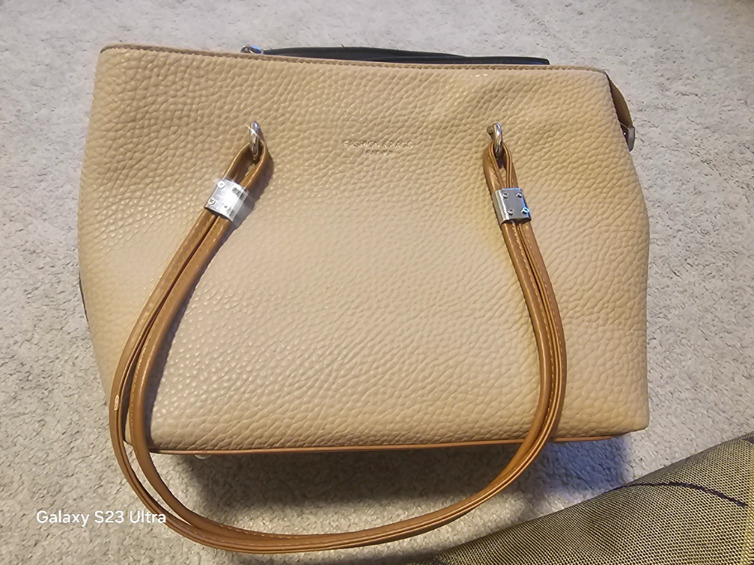 Faux Leather Tan Tote Bag