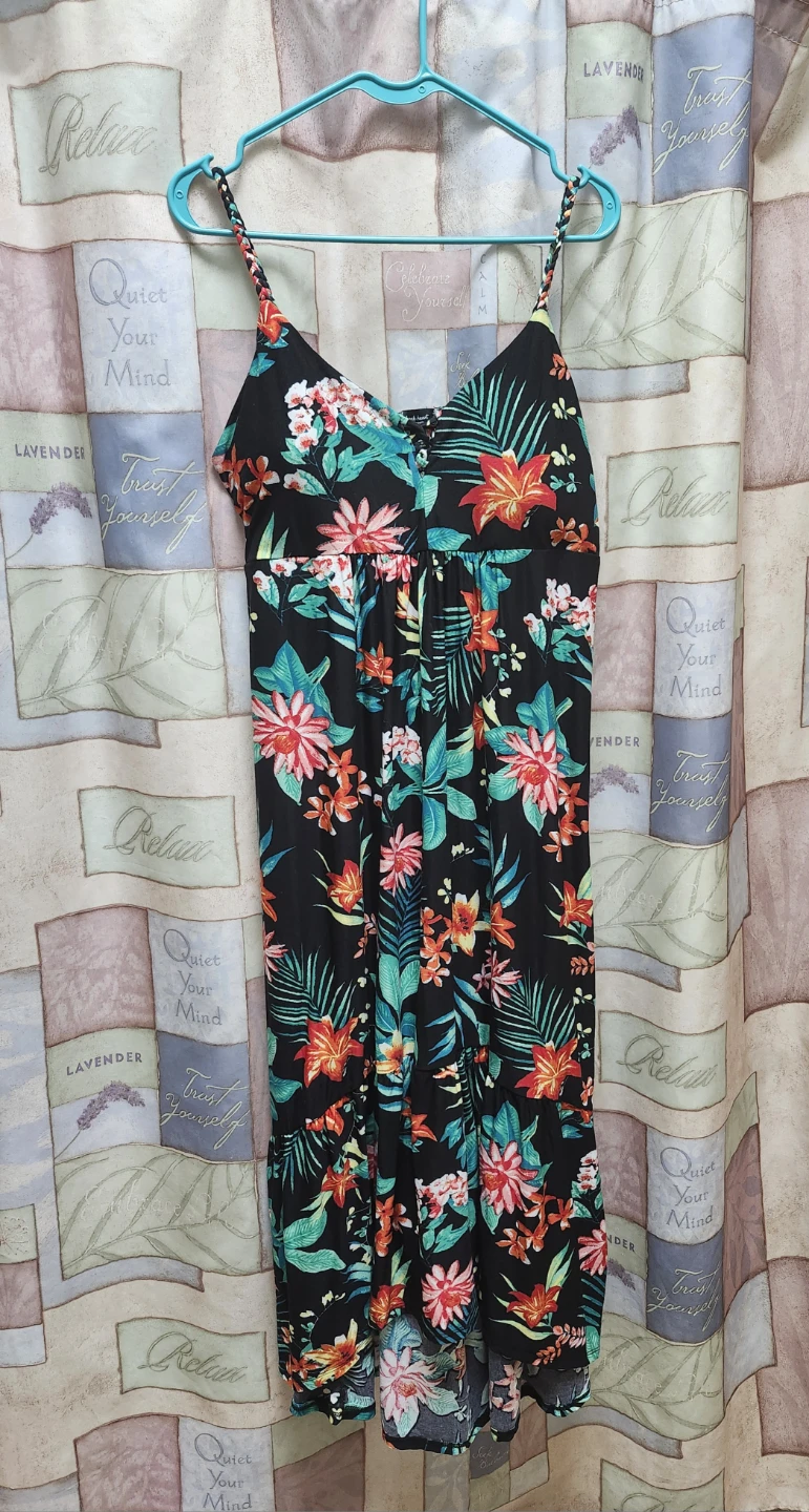 Derek Heart Women's Maternity Black Floral Print Maxi Dress
