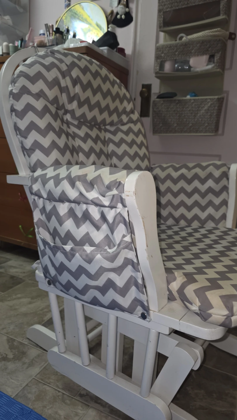 White Glider Rocking Chair with matching leg rest rocker - photo 4