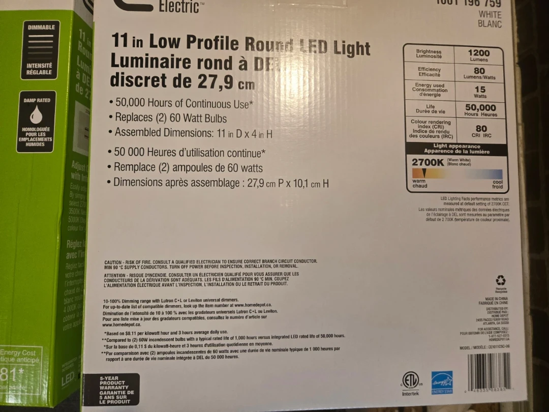Commercial Electric 11" Low Profile Round LED Light - photo 3