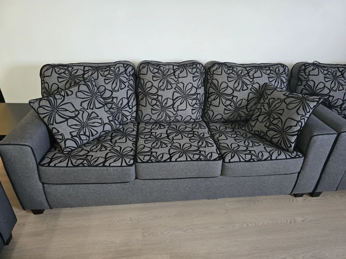 Grey Floral Sofa Set
