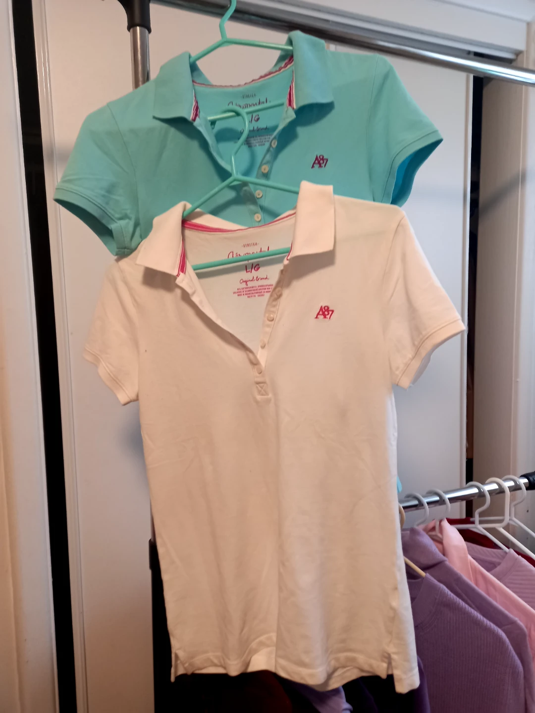 Aeropostale Polo Shirts (2) - L - White & Teal