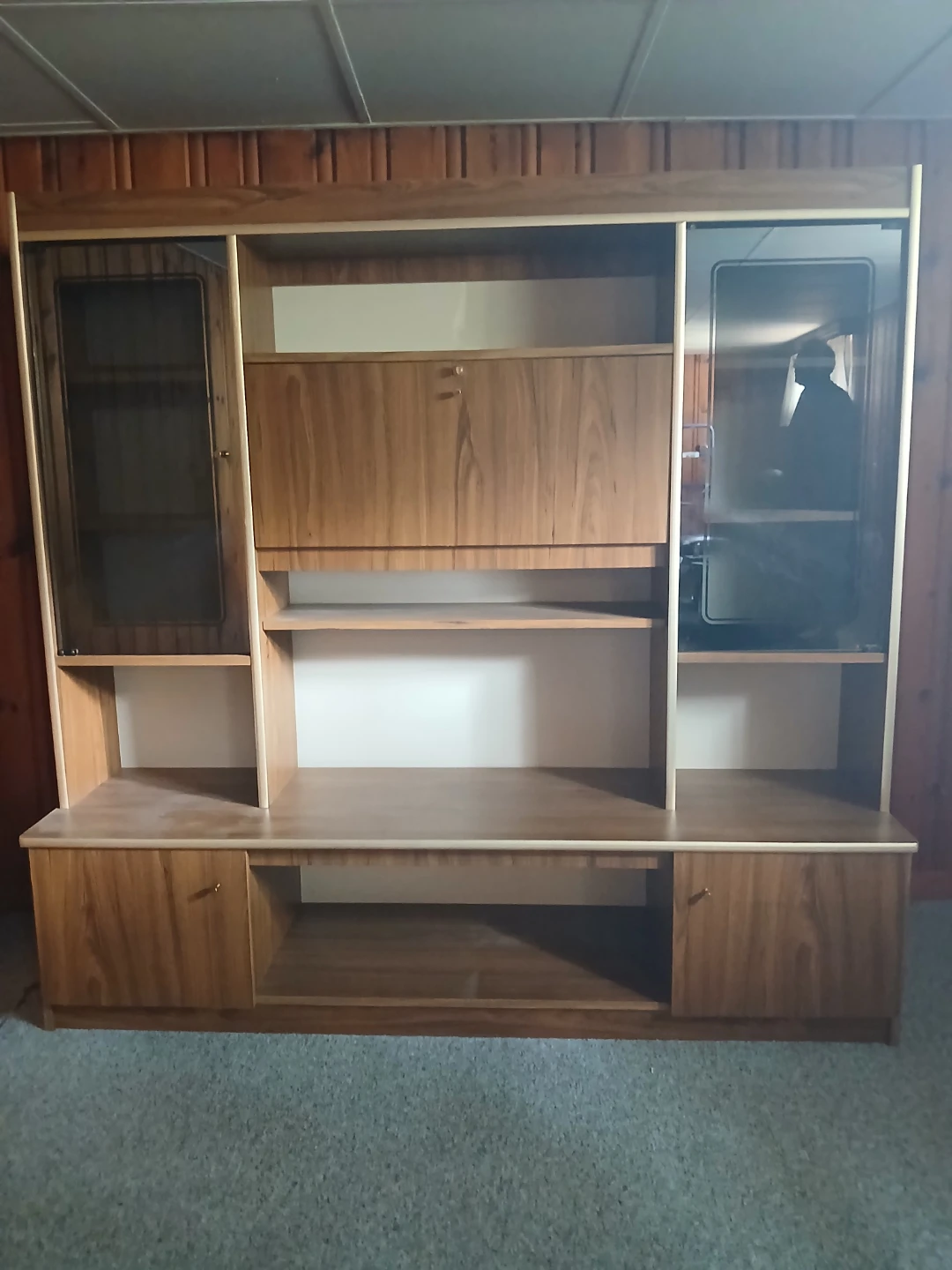 Hurry up!!!!!  Vintage Wood Entertainment Unit with Glass Doors