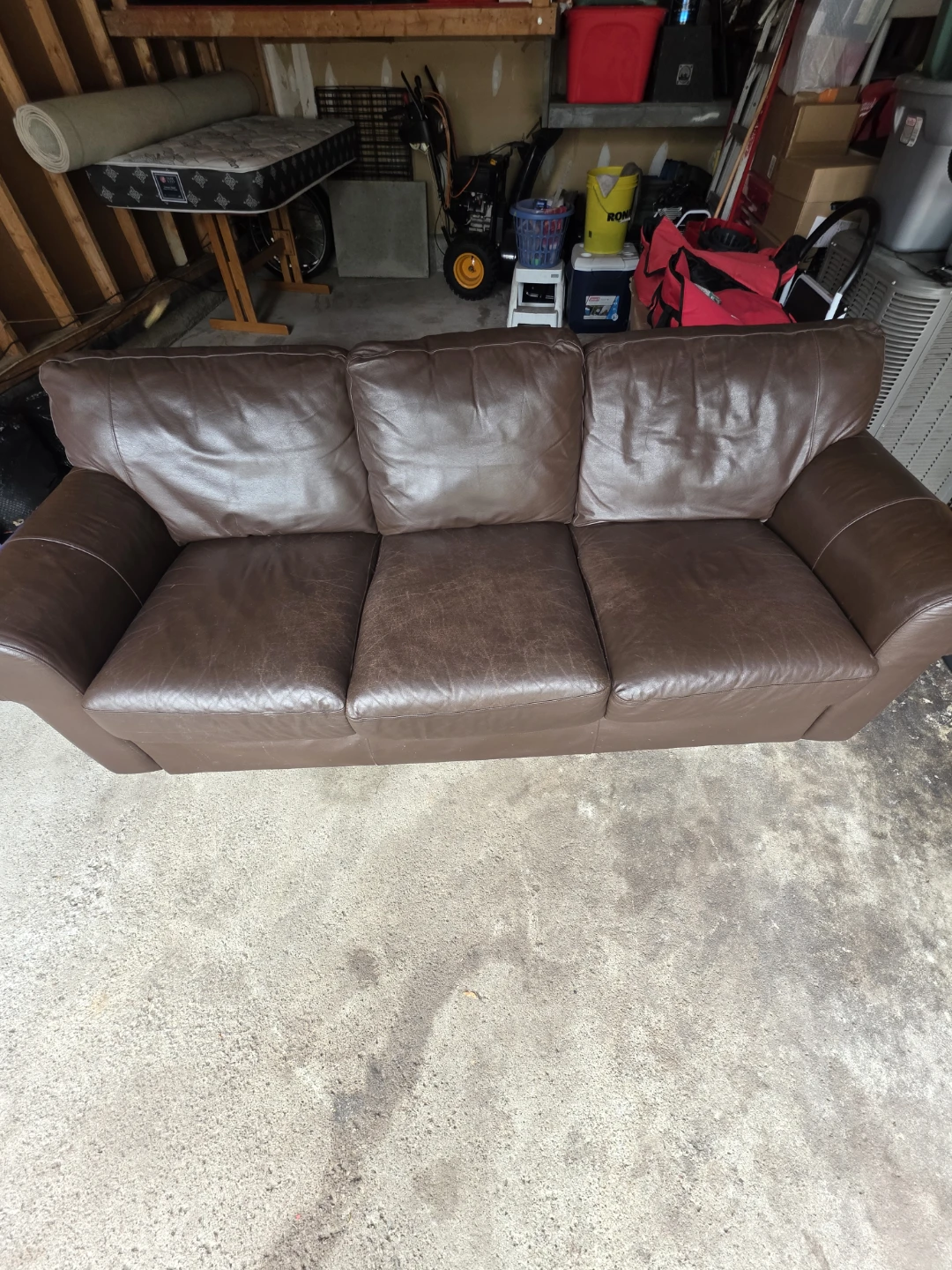 Brown Leather Sofa - photo 3