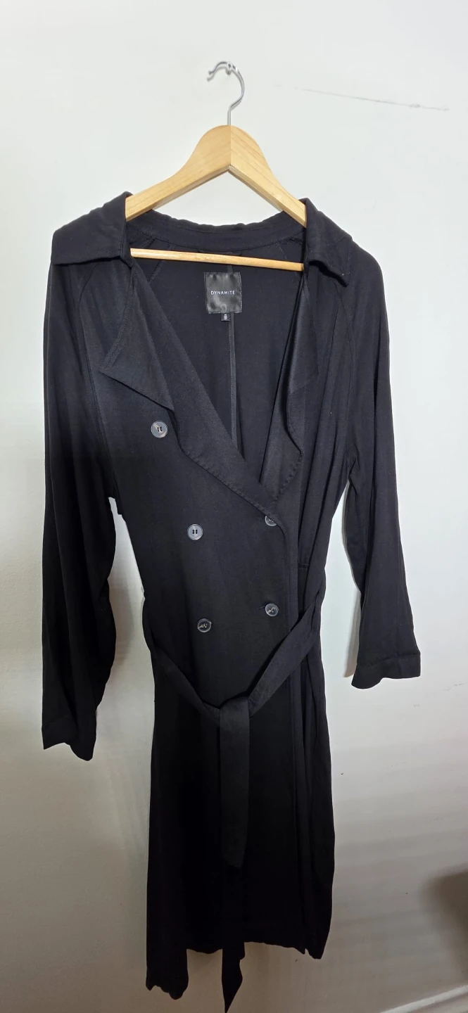 Dynamite Black Double-Breasted Trench Coat - Size M