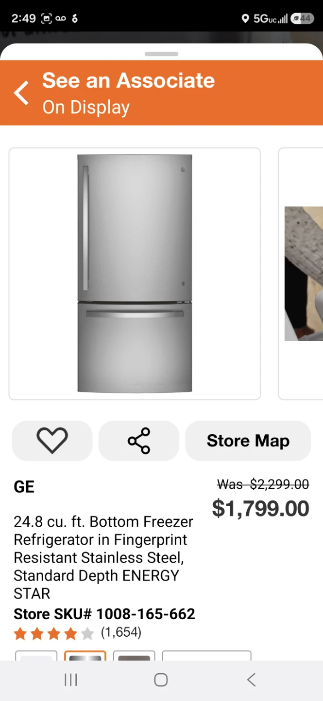 GE 24.8 cu. ft. Bottom Freezer 33in wide Refrigerator