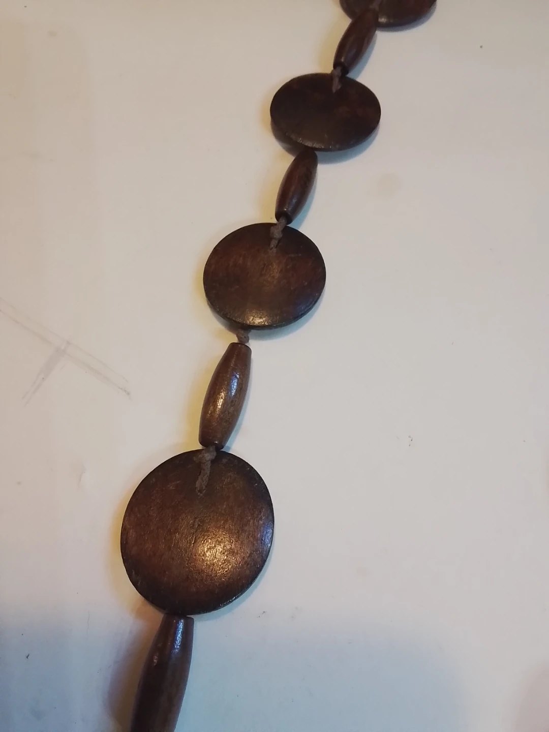 Vintage Boho Organic Flat Wood Disc Statement Necklace - photo 3