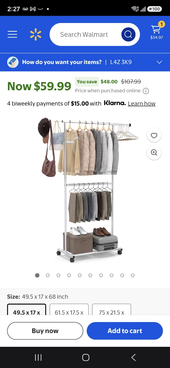 Rolling Garment Rack with Double Rod - photo 4