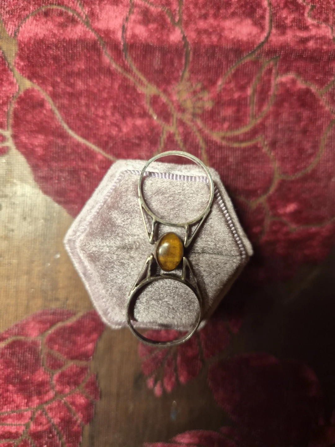 925 Larimar/amber flip ring