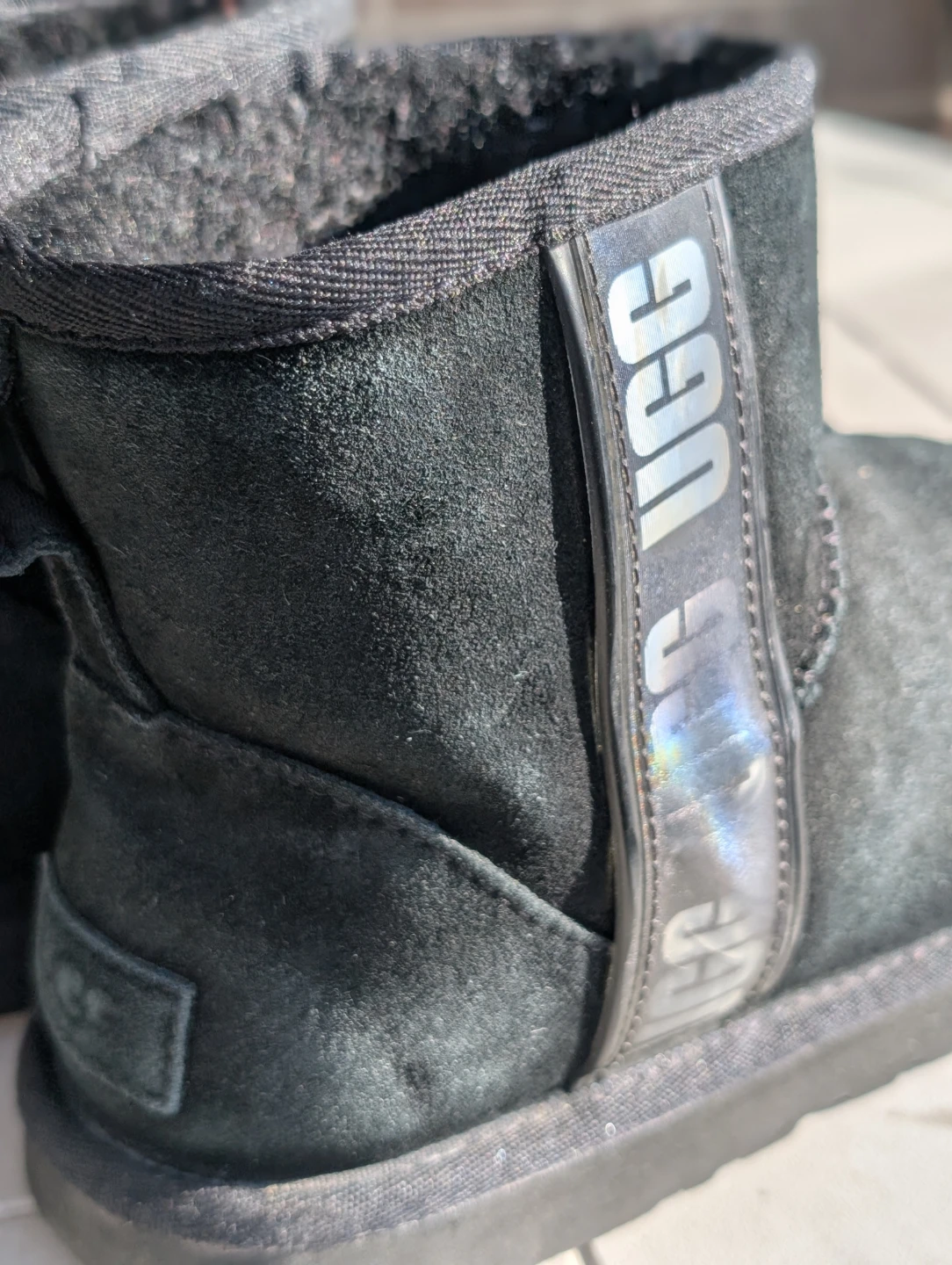 UGG Australia Black Suede Sheepskin Boots - Size 8 - photo 3