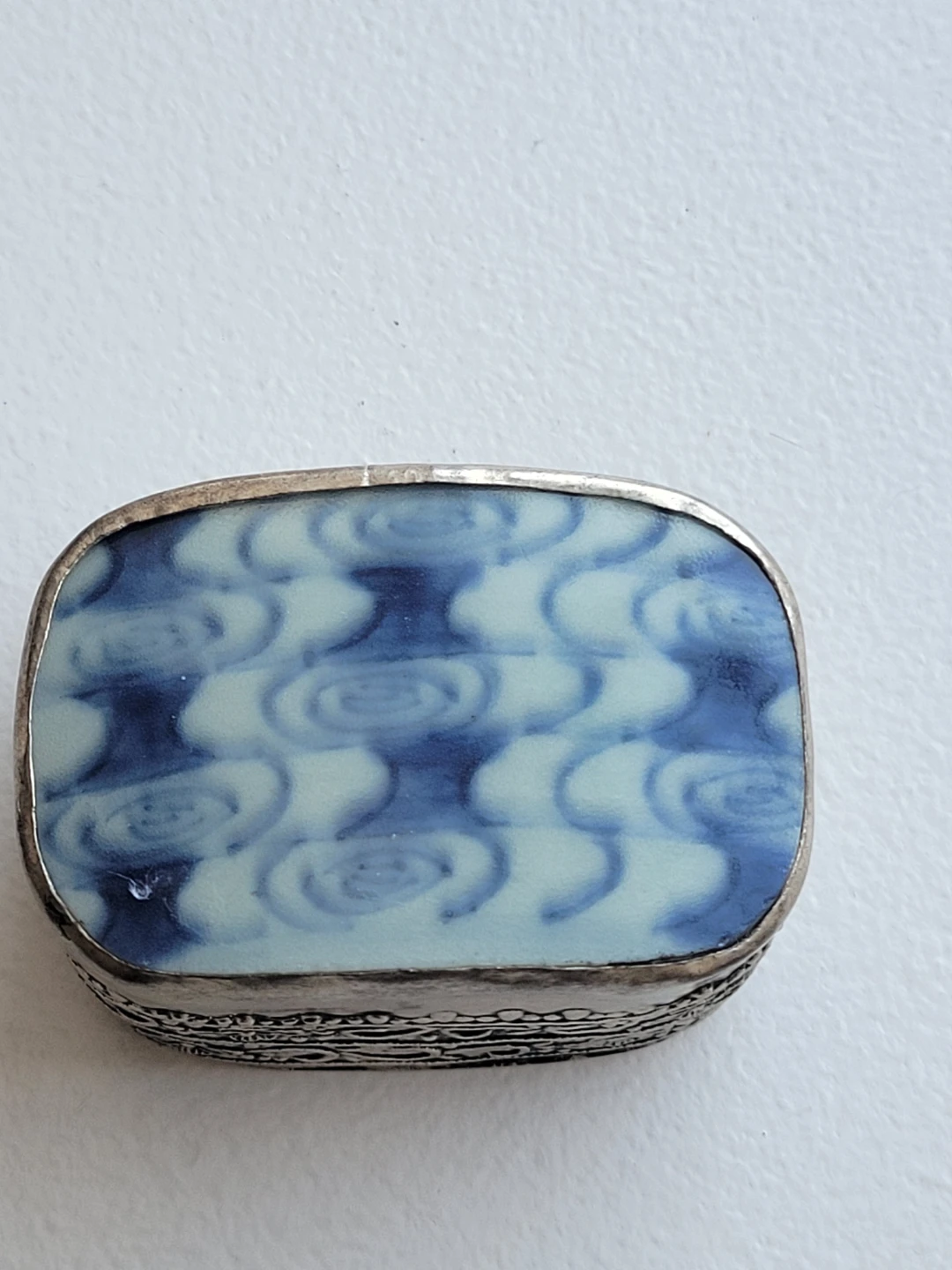 Vintage Chinese Shard Ring Box.  Chinoiserie Silver Box - photo 2