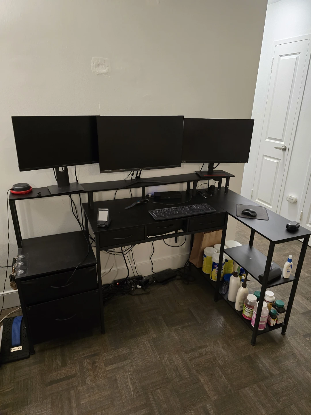 Black L shaped Desk with storage - photo 3