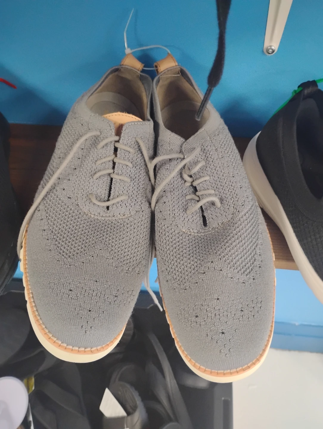 Grey Knit Oxford Shoes