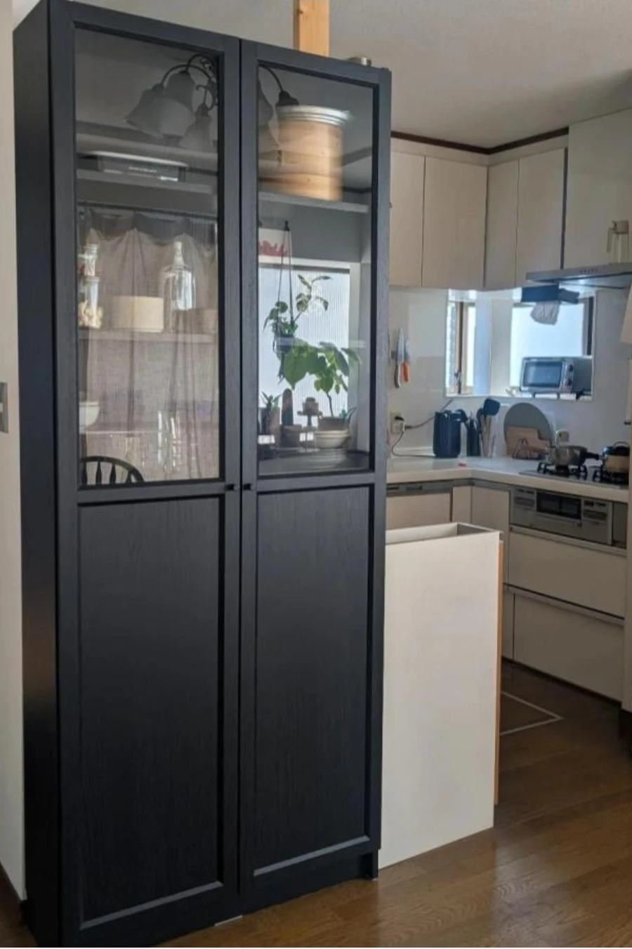 IKEA DETOLF Glass-door cabinet, black