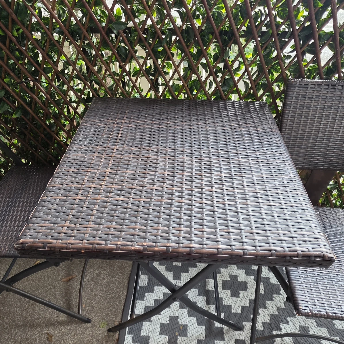 Space-Saving Folding Wicker Patio Bistro Set - photo 2