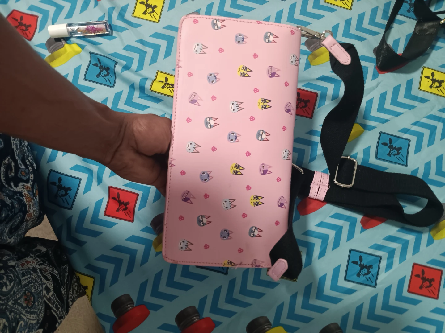 Pink Cat Print Clutch Wallet with Strap - photo 2