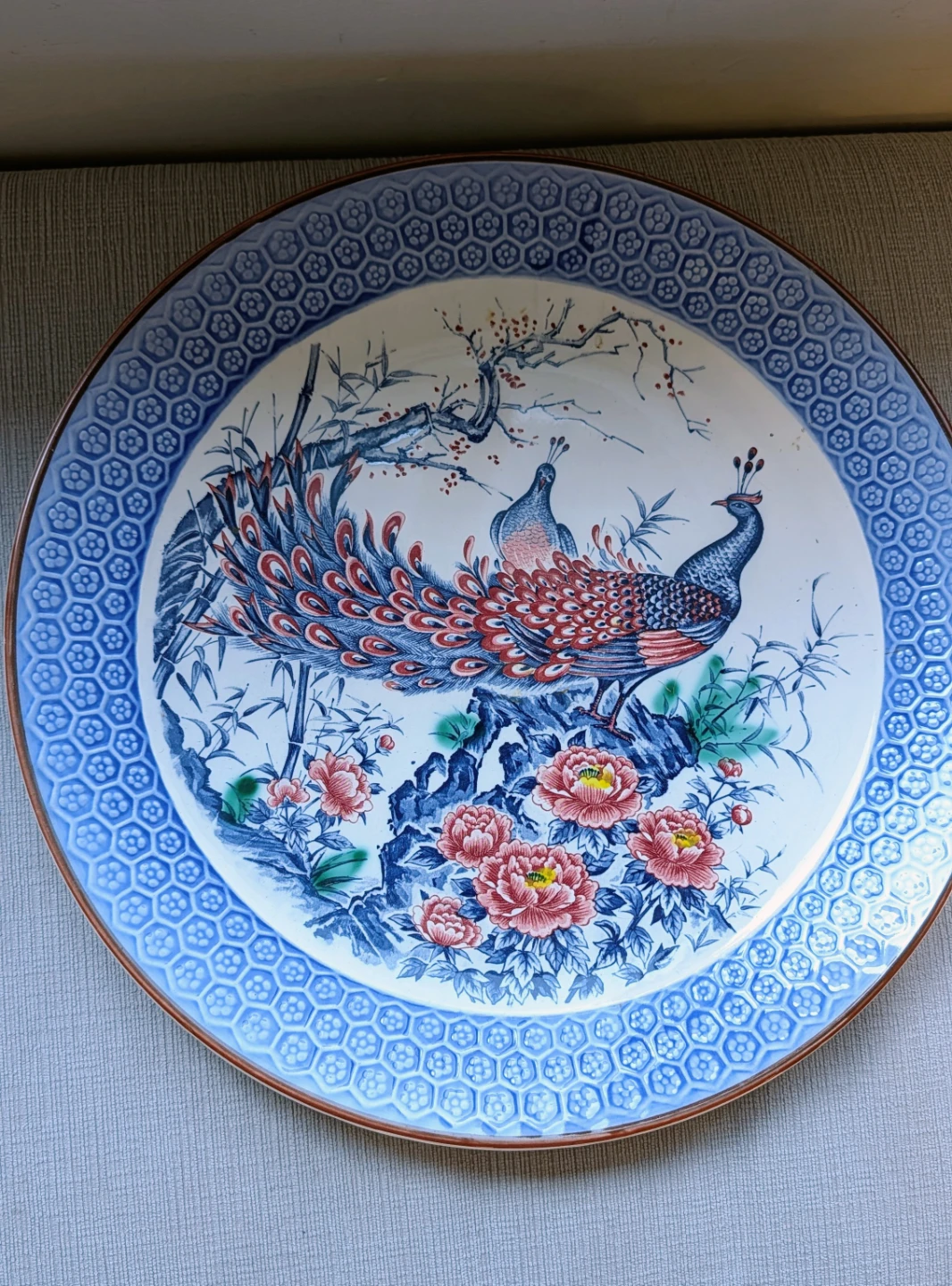 Brand New Decorative Plate with Peacock Design