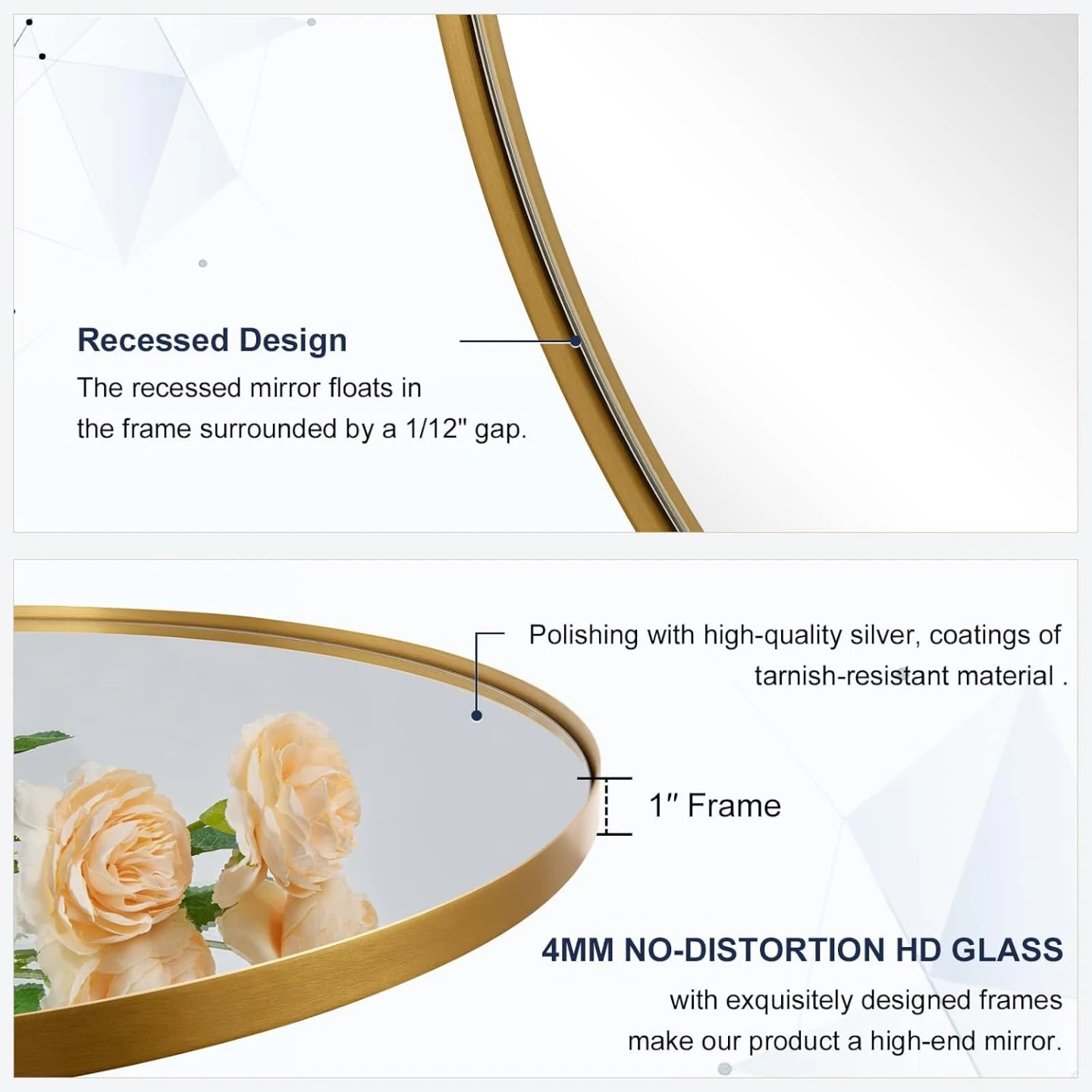 ANDY STAR 30" Round Gold Stainless Steel Metal Frame Mirror - photo 3