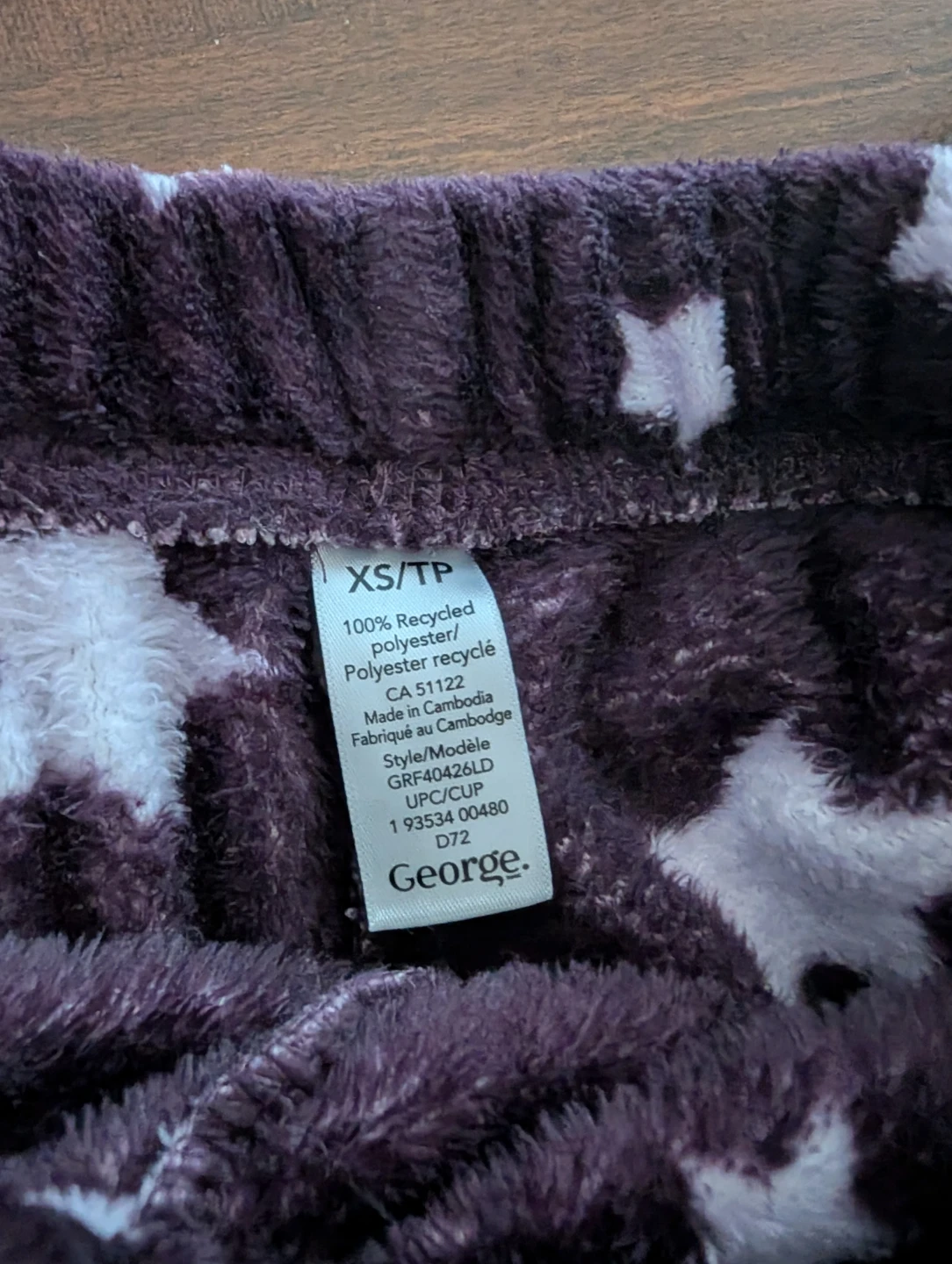 George Purple Star Print Fleece Pyjama Pants XS - photo 2