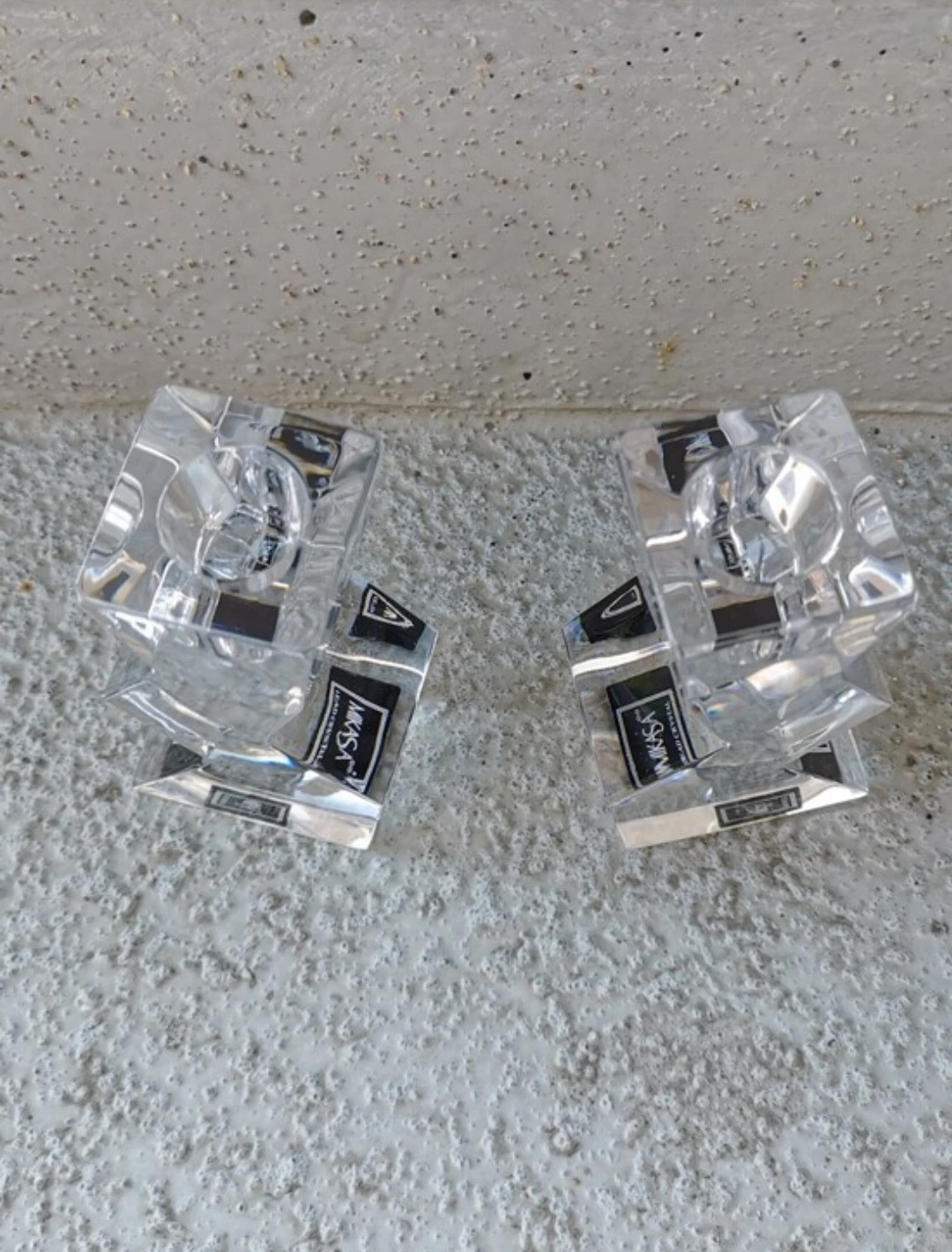 Vintage Mikasa Enigma Lead Crystal Candlestick Holders Pair - photo 4