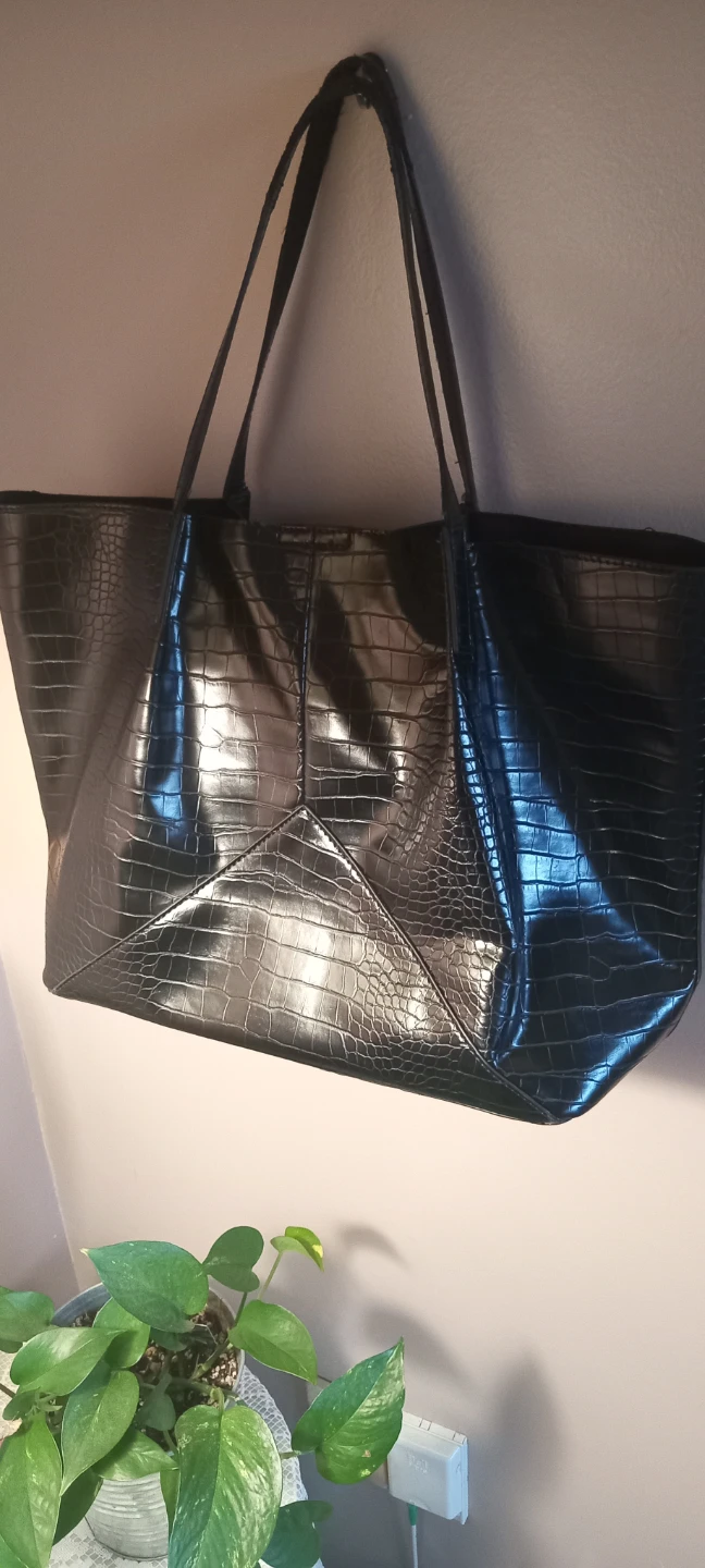 Black Croc-Embossed Tote Bag - photo 2