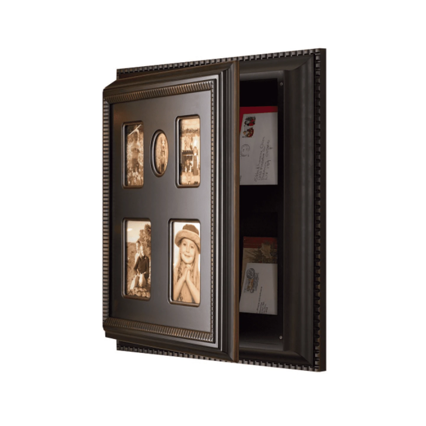 Wall mounted photo frame organizer cabinet