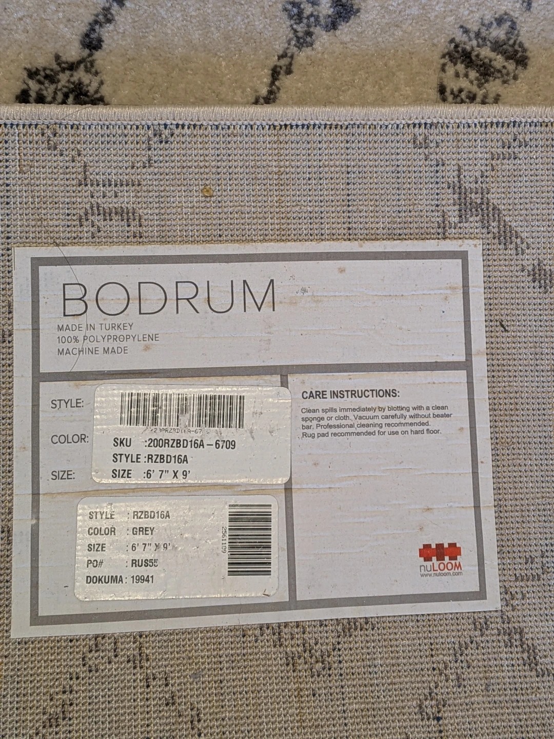 BODRUM Area Rug 6' 7" x 9' Grey - photo 2