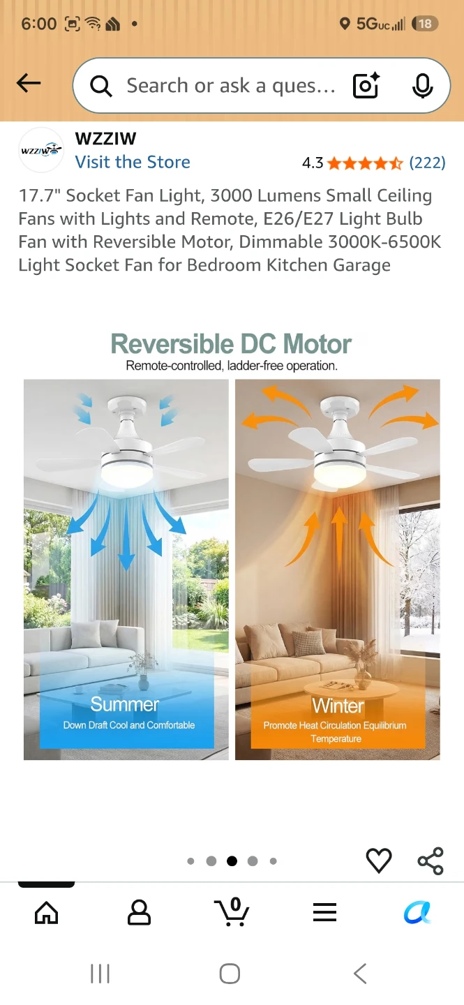 WZZIW 2-in-1 LED Light & Fan - photo 2
