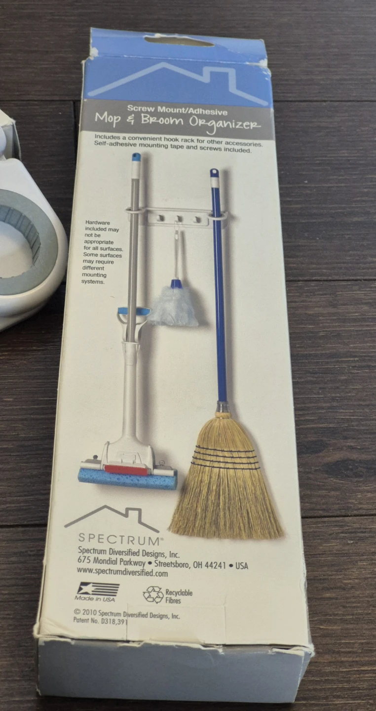 Spectrum Mop & Broom Organizer - Screw Mount/Adhesive