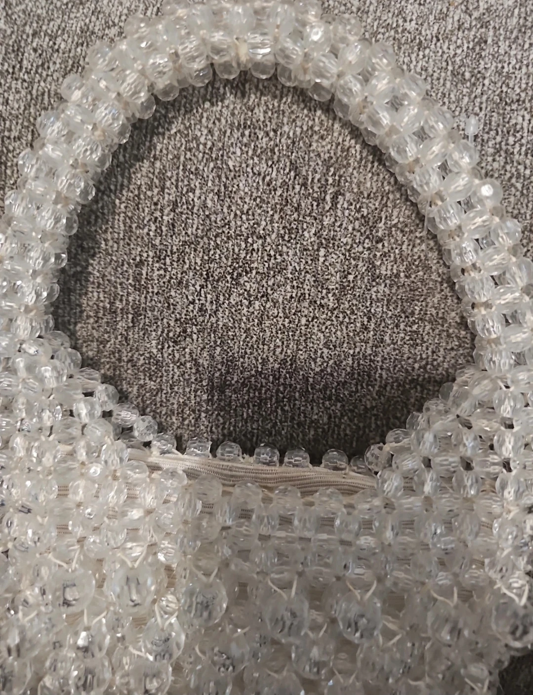 Vintage Clear Beaded Top Handle Handbag - photo 3