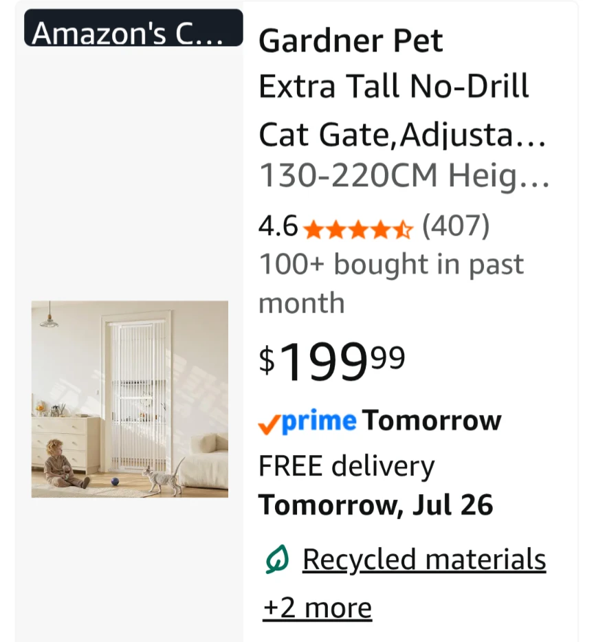 *NEW* Gardner Pet White Cat Gate