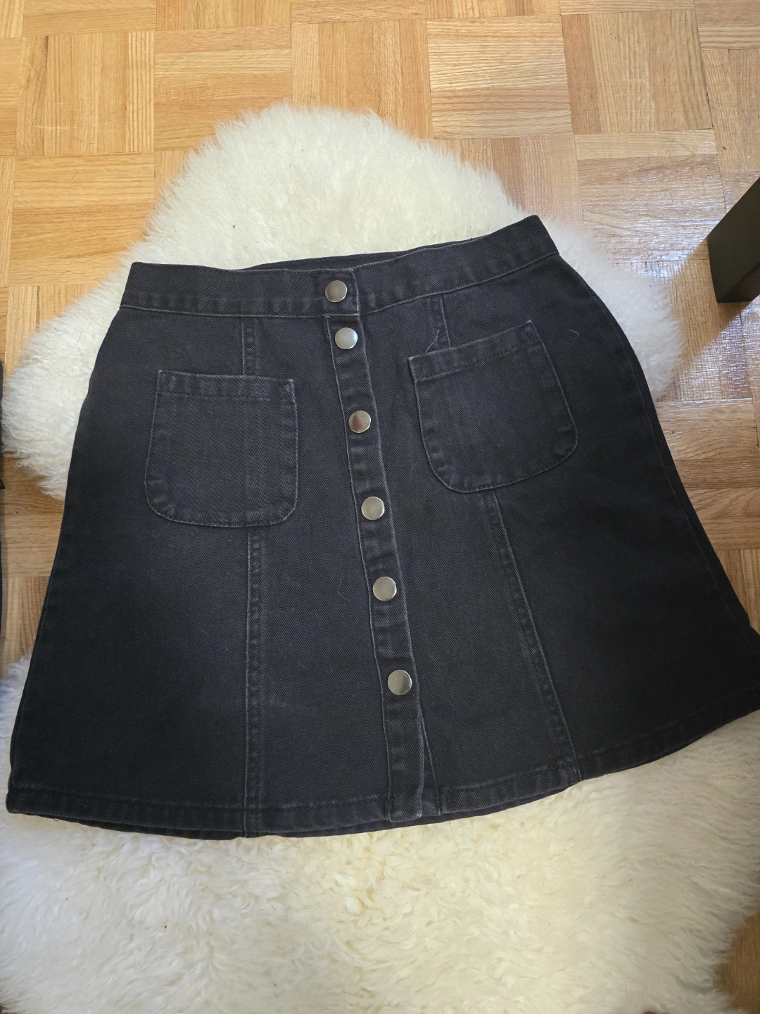 Black Denim A-Line Mini Skirt BDG