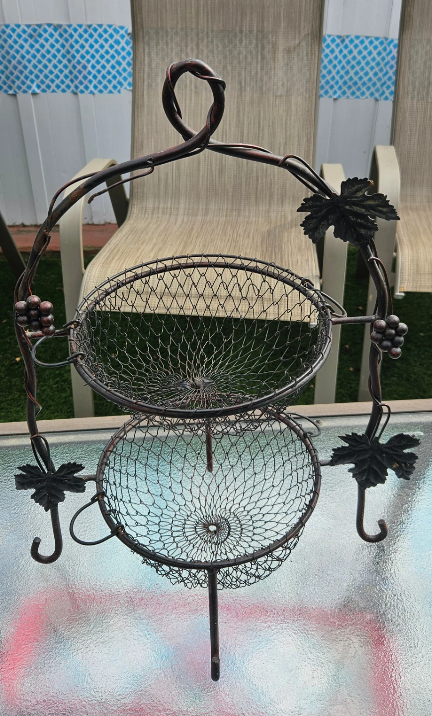 Decorative Two-Tiered Wire Basket Stand - photo 2