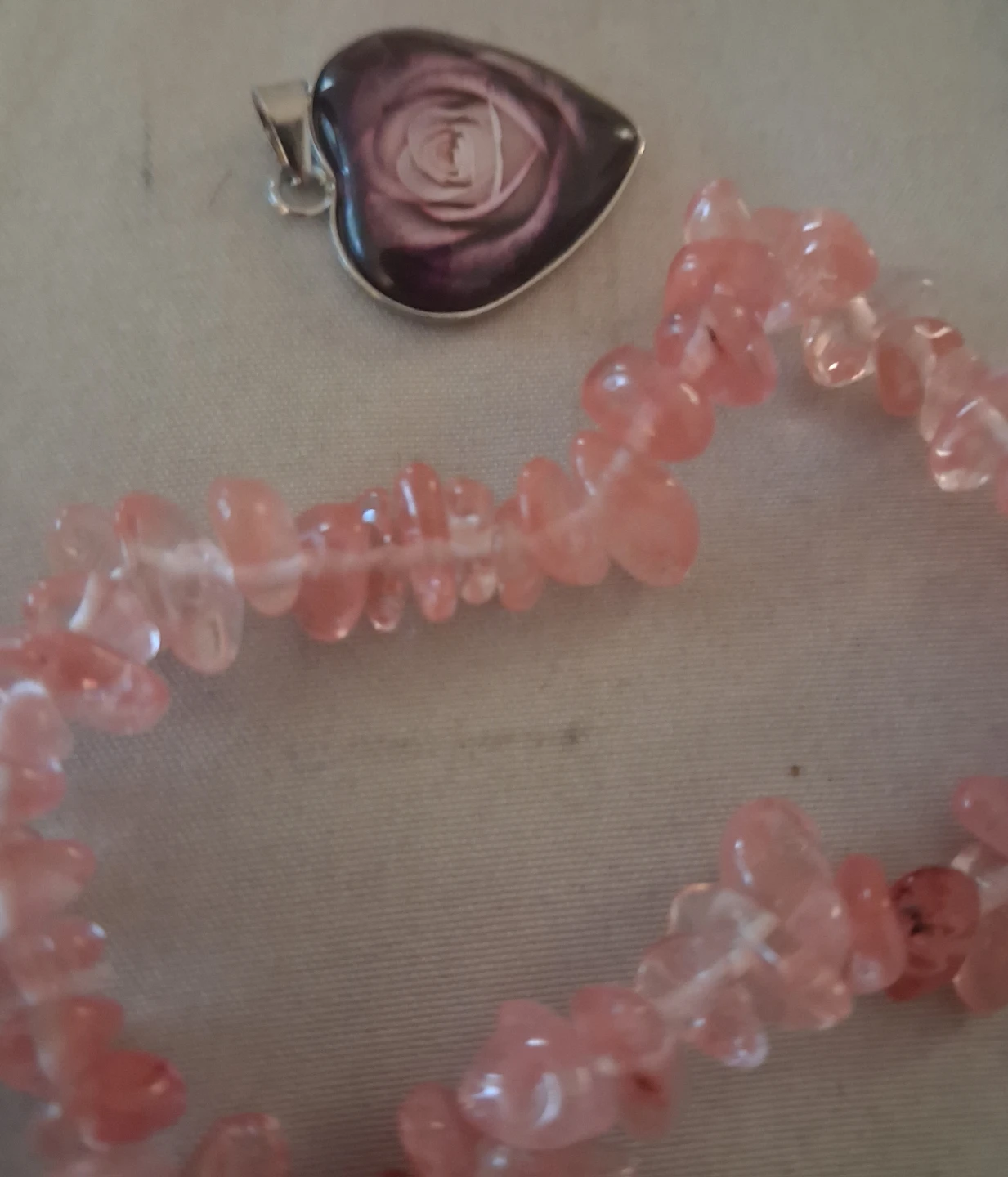 Heart Pendant Necklace with Pink Stone Bracelet - photo 3