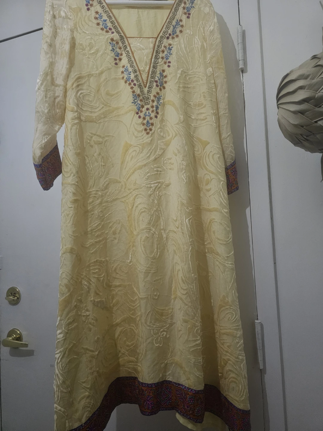 Women's Yellow Embroidered Kurti
