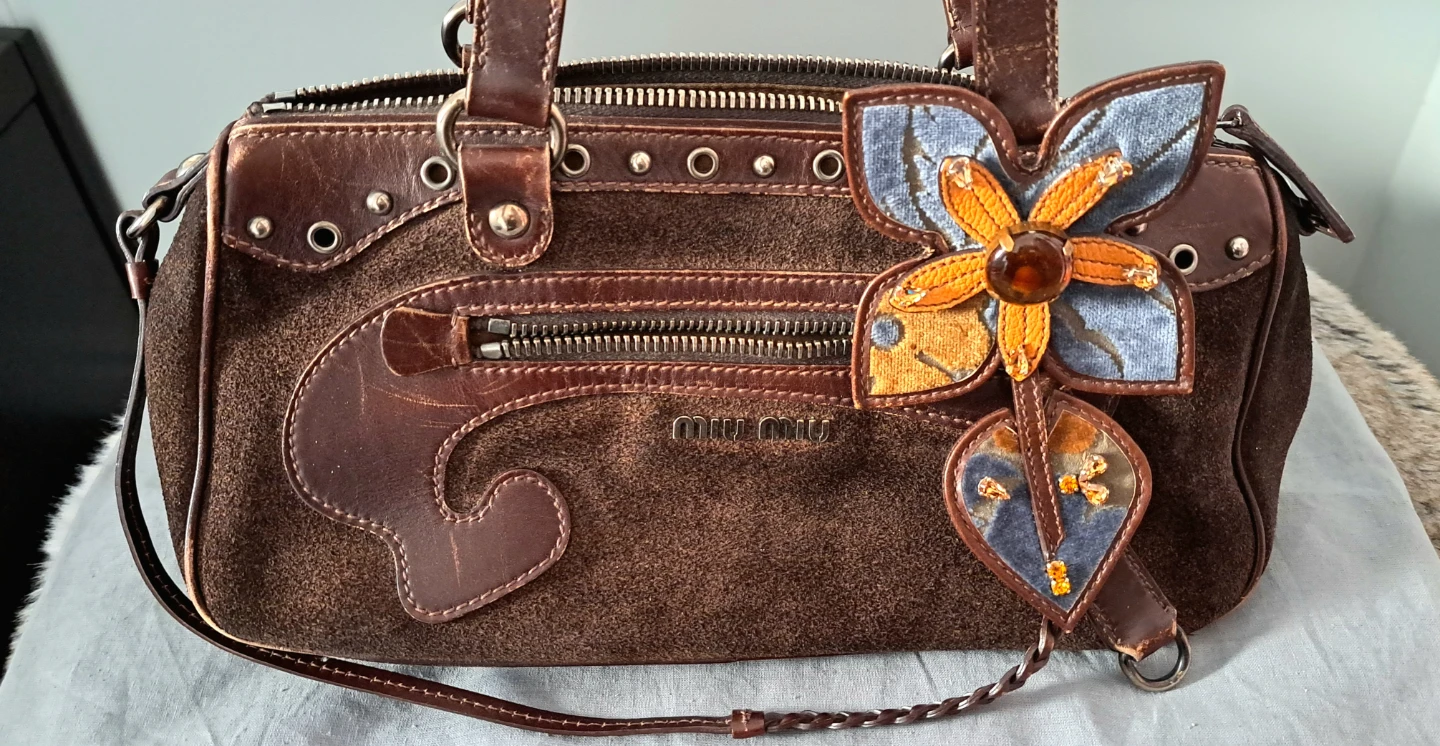 Miu Miu Suede and Leather Satchel with dust bag - photo 2