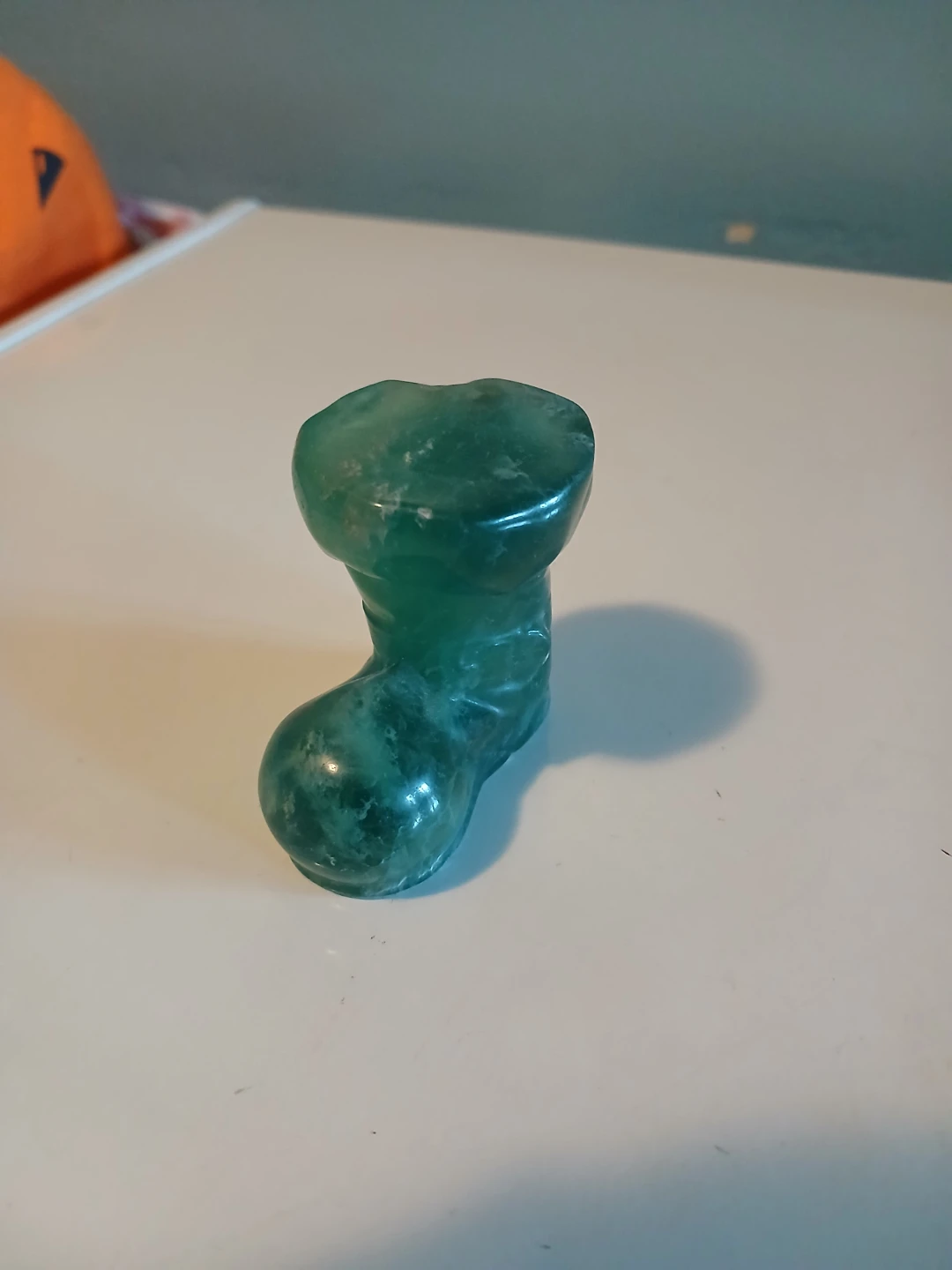 Green Fluorite Crystal Carving - Boot