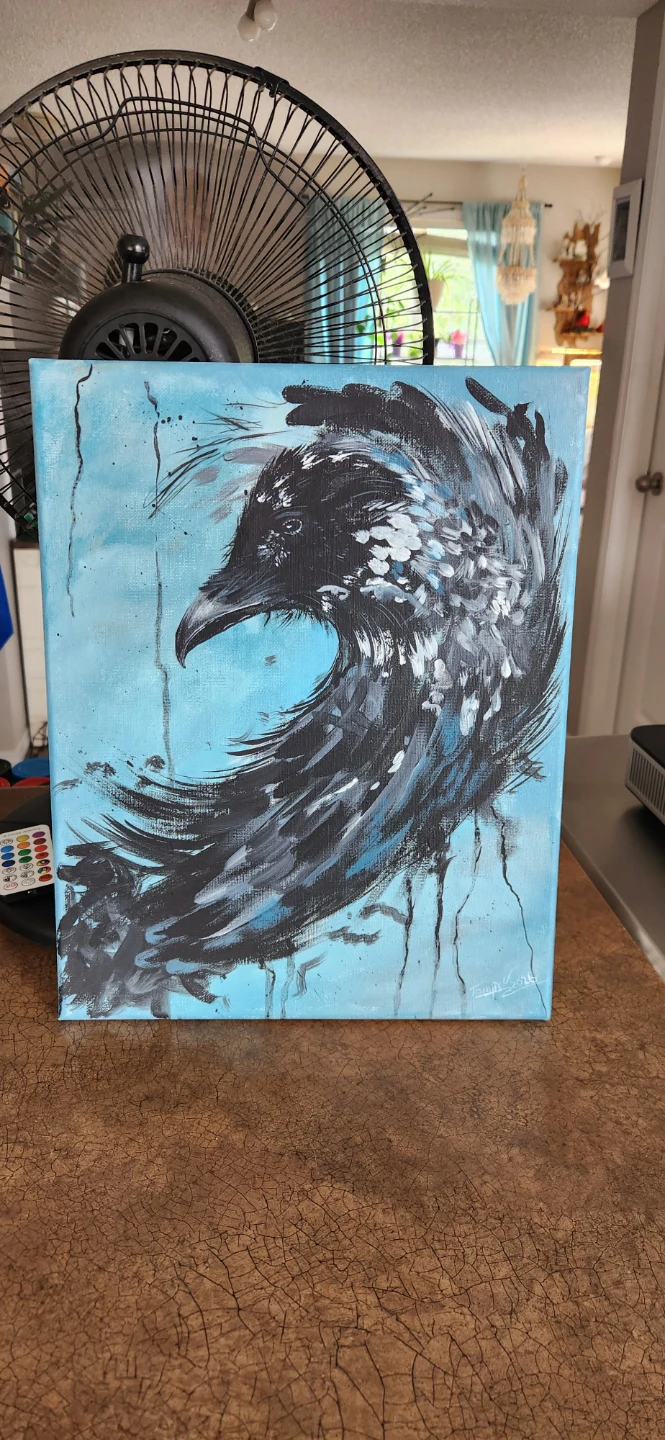 The Shadow Messenger... Abstract Raven Painting