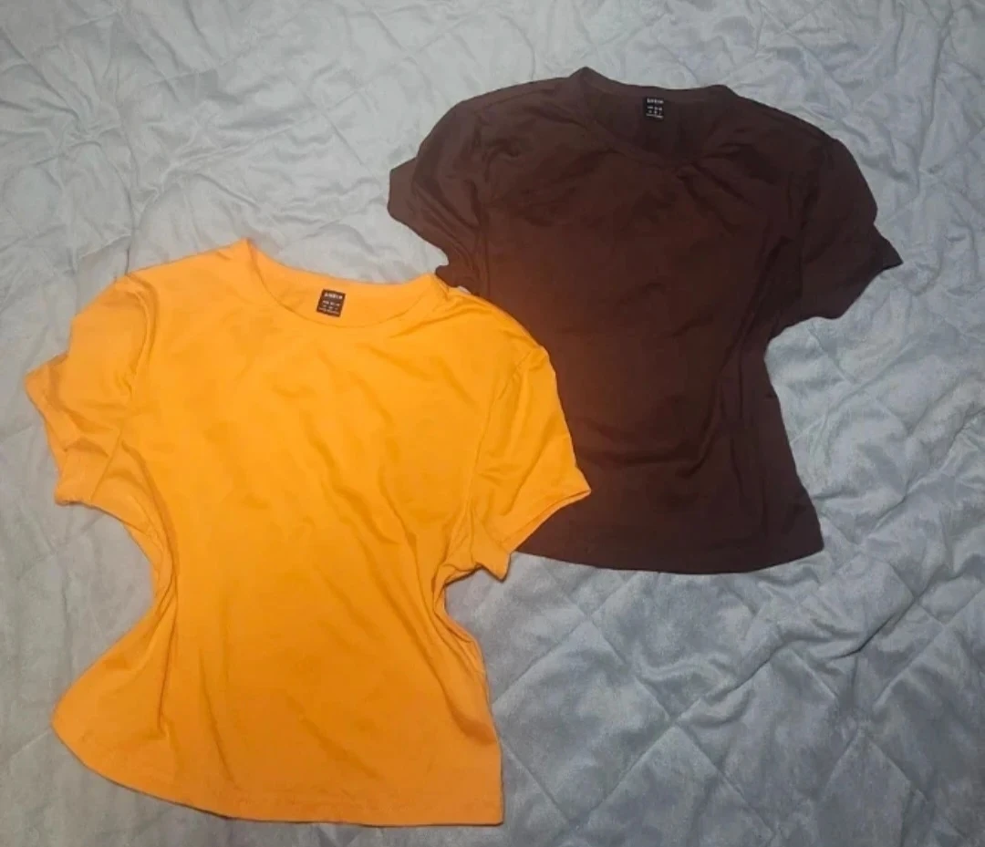 Shein Orange and Brown T-Shirts - Size M