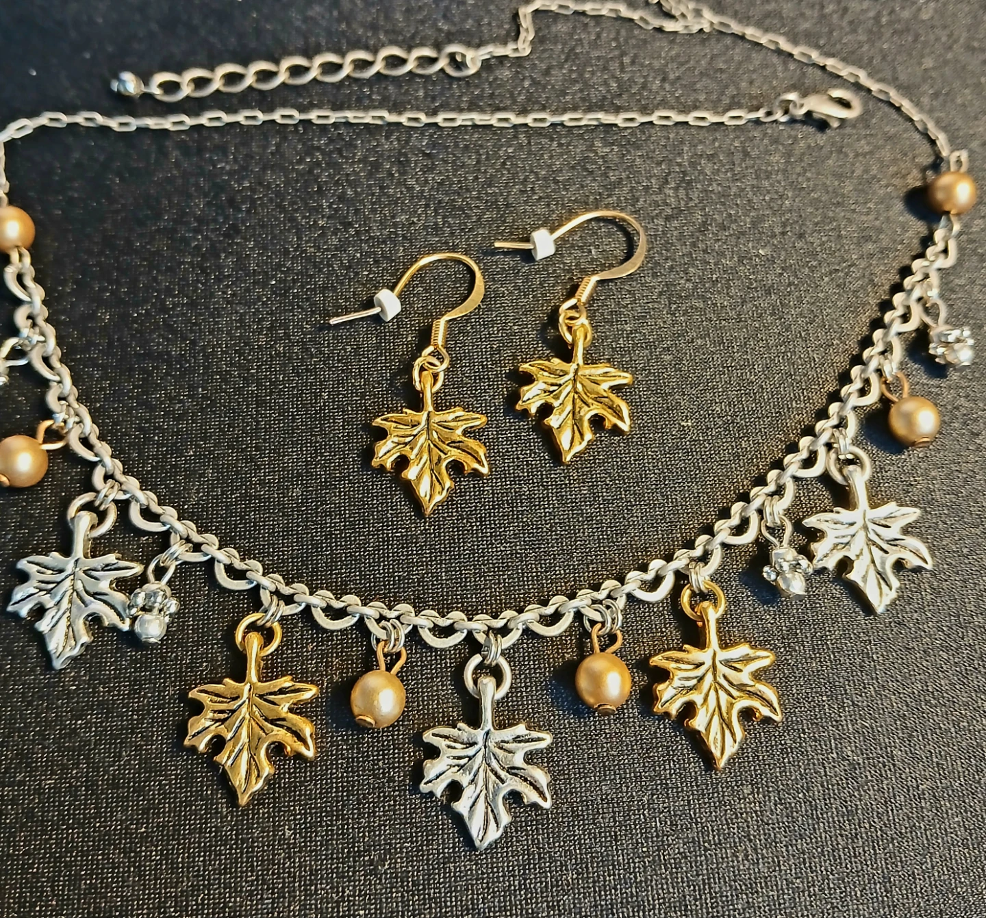 Leaf Charm Necklace and Earring Set - photo 3