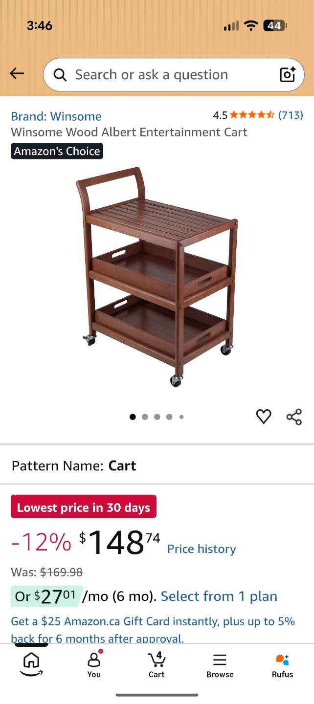 Winsome Wood Entertainment Cart