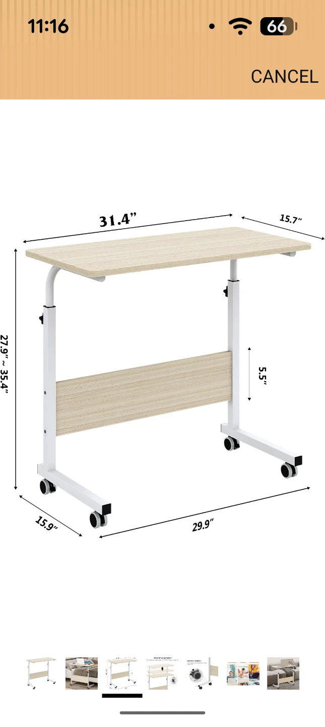 Adjustable Height Rolling Table - photo 2