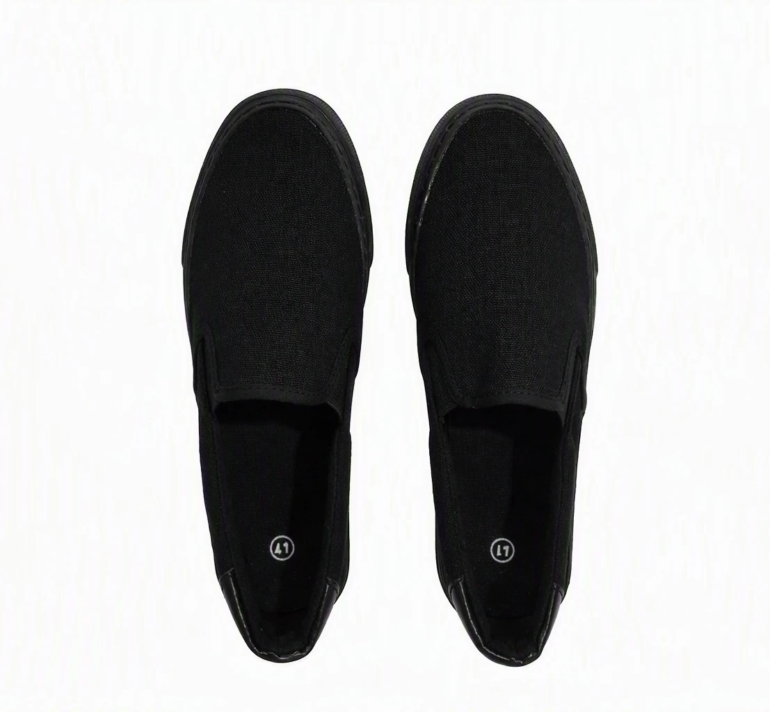 All Black Slip on Shoes