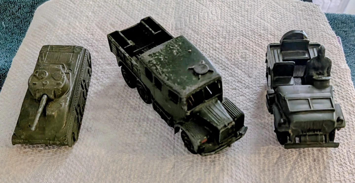 Vintage Toy Military Vehicles - 3 Piece Set