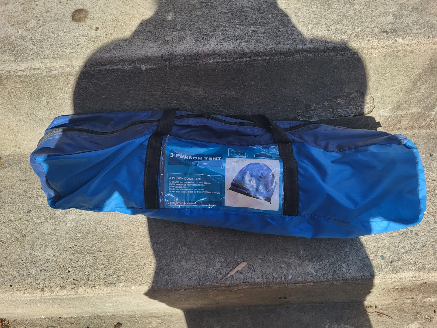3 person dome tent in blue