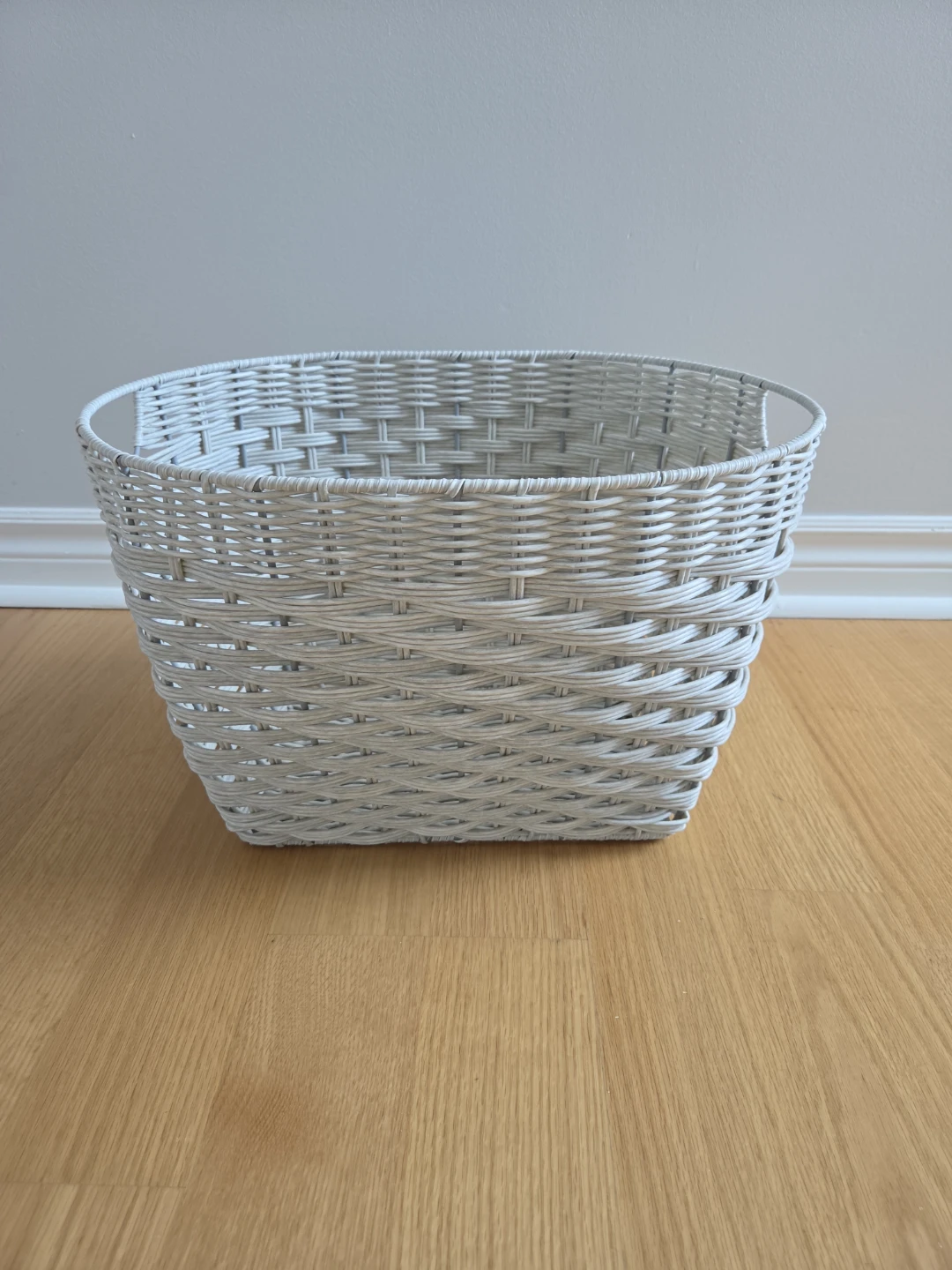 White Woven Storage Basket with Handles