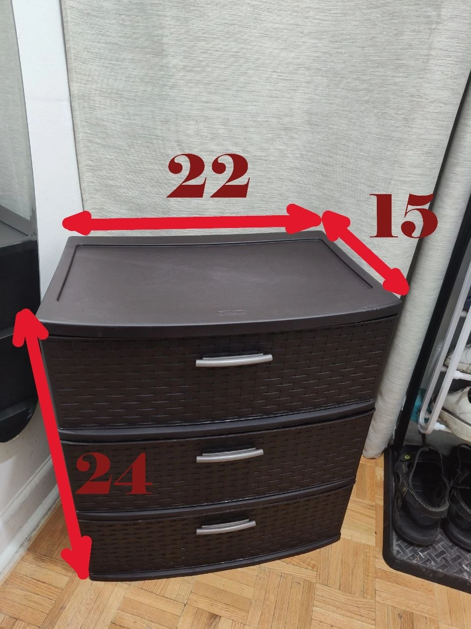 Sterilite Wide 3-Drawer Storage Tower, Woven Wicker Style