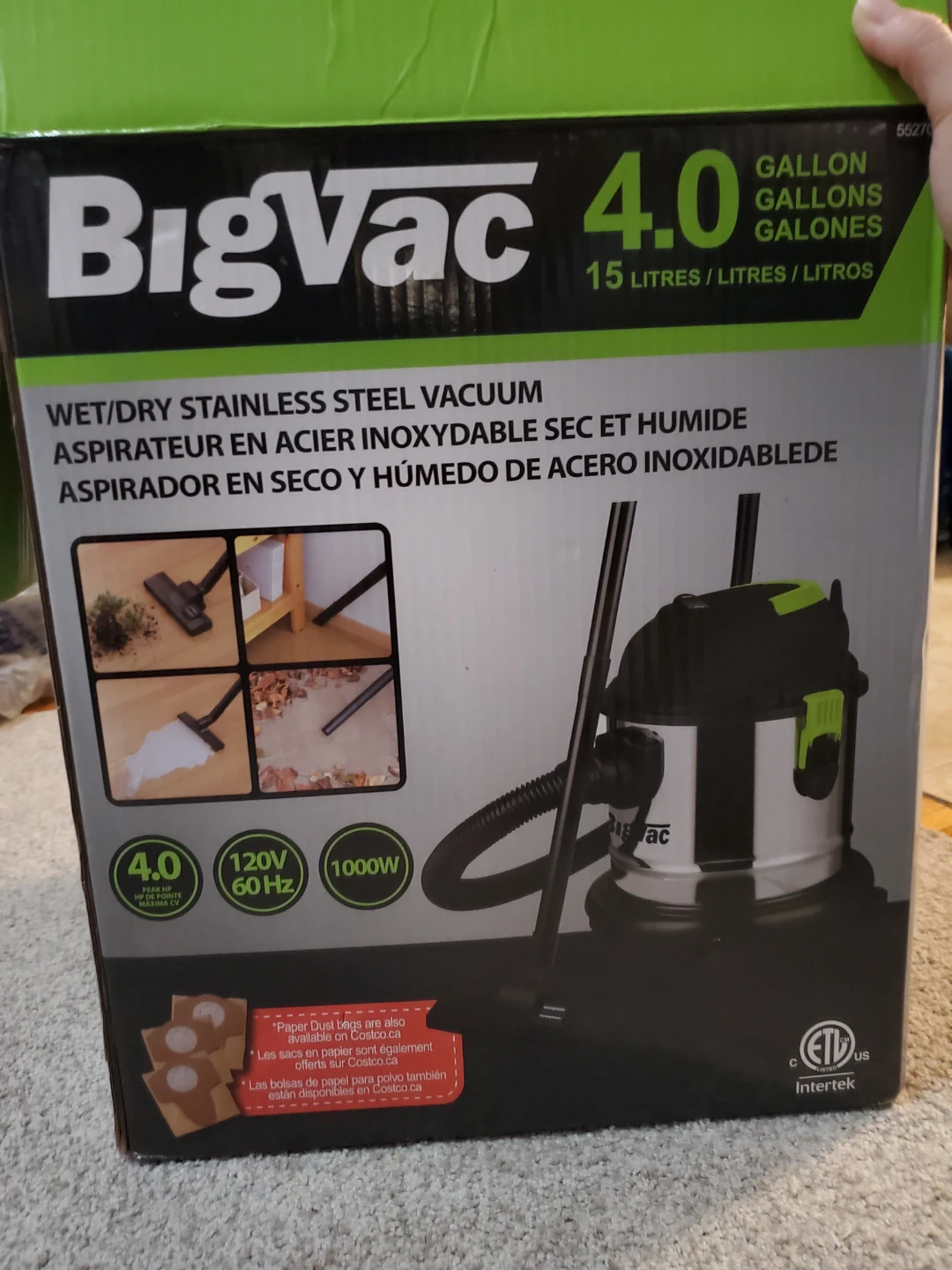 BigVac 4.0 Gallon Stainless Steel Wet/Dry Vacuum - photo 2